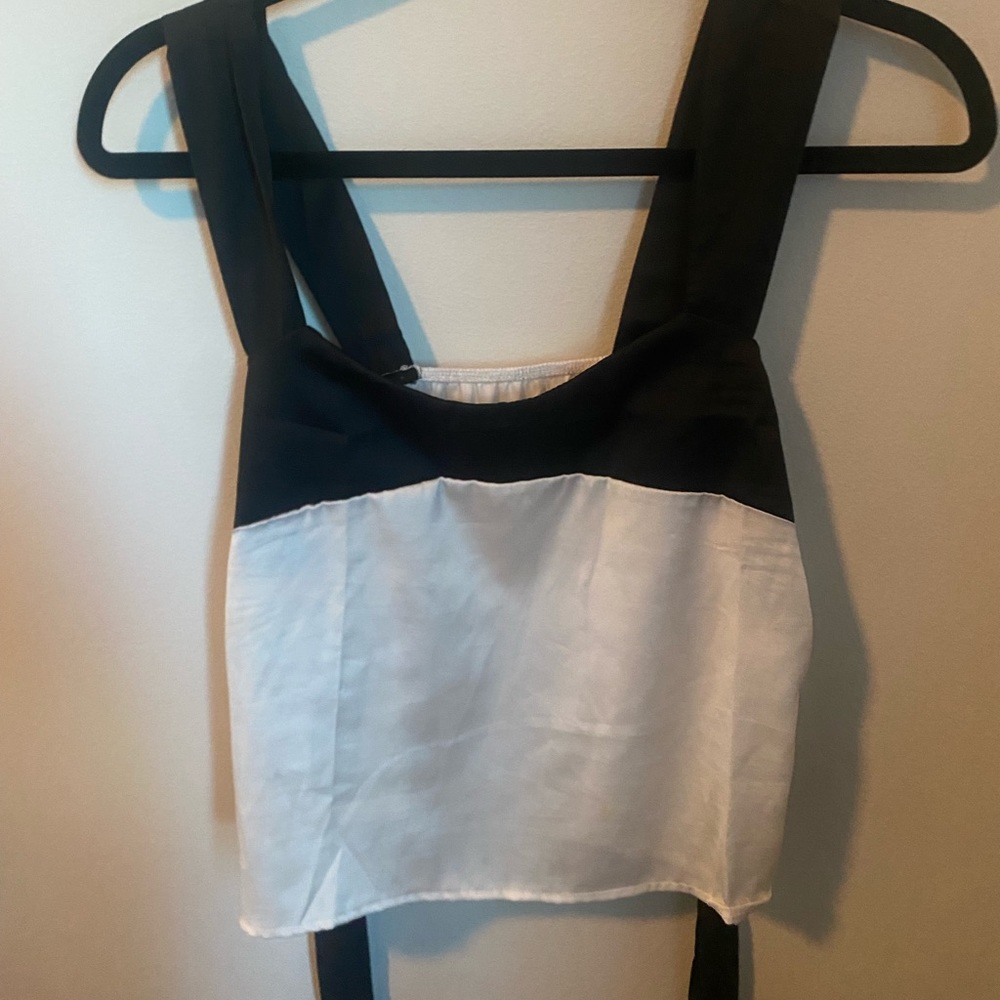 Black and white silk top.